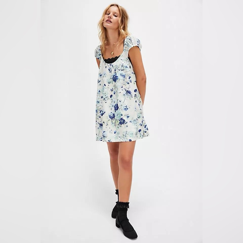 Free People Blue Floral Mini Dress